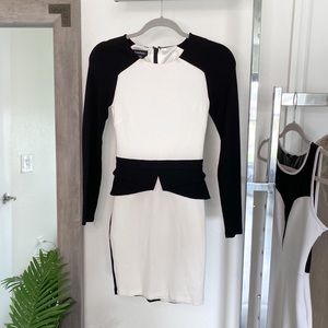 BEBE XXS black and white stretch dress